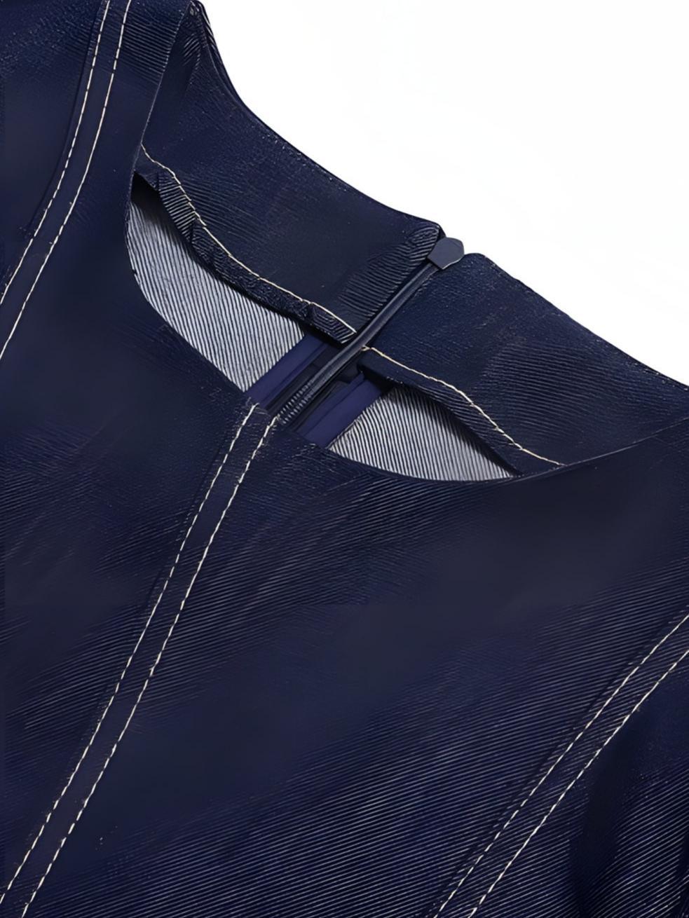 Contrast-Stitch A-Line Dress
