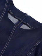 Contrast-Stitch A-Line Dress