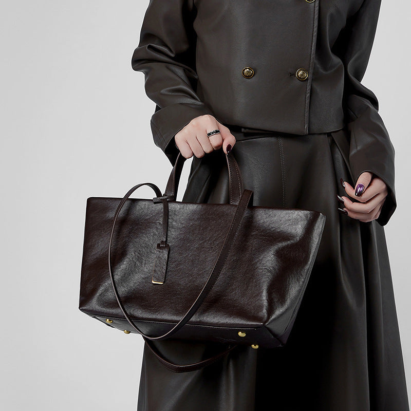 Soft Cowhide Leather Tote Bag