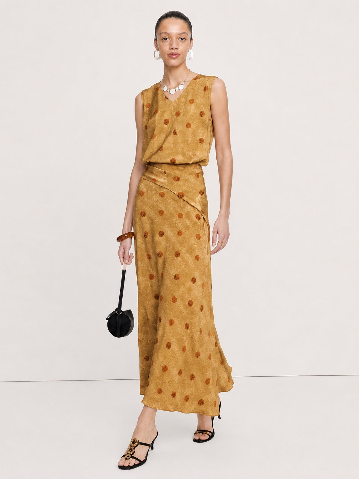 Polka-Dot Tie-Waist Wrap Maxi Dress