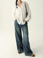 Ruched V-Neck Blouse
