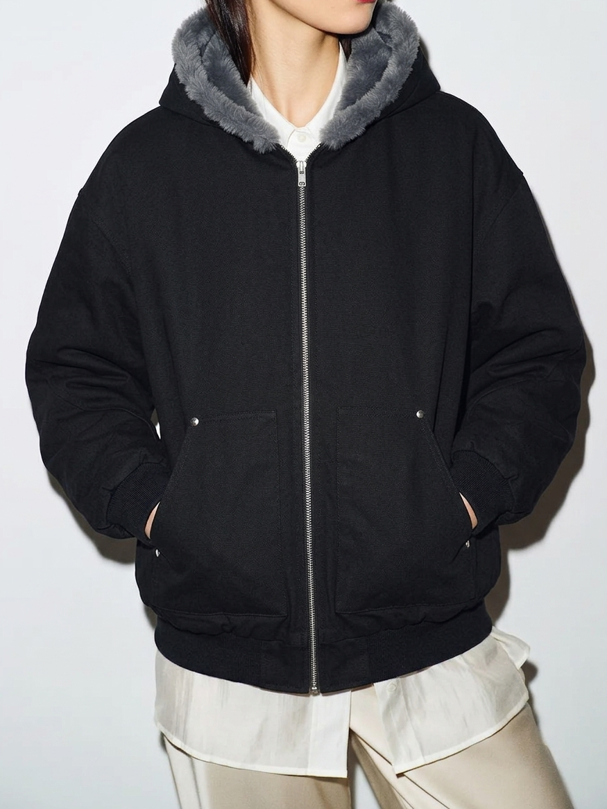 Faux Fur-Lined Hooded Jacket