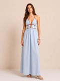 Striped Cutout Halter Maxi Dress