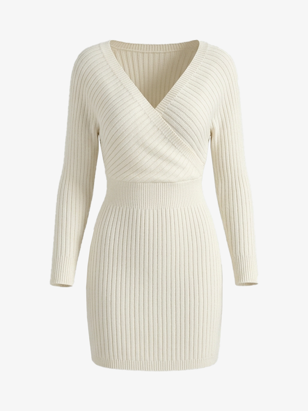 Crisscross V-Neck Batwing Sleeve Knit Bodycon Dress