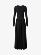 Fitted Lace Detail Ruched Maxi Dress