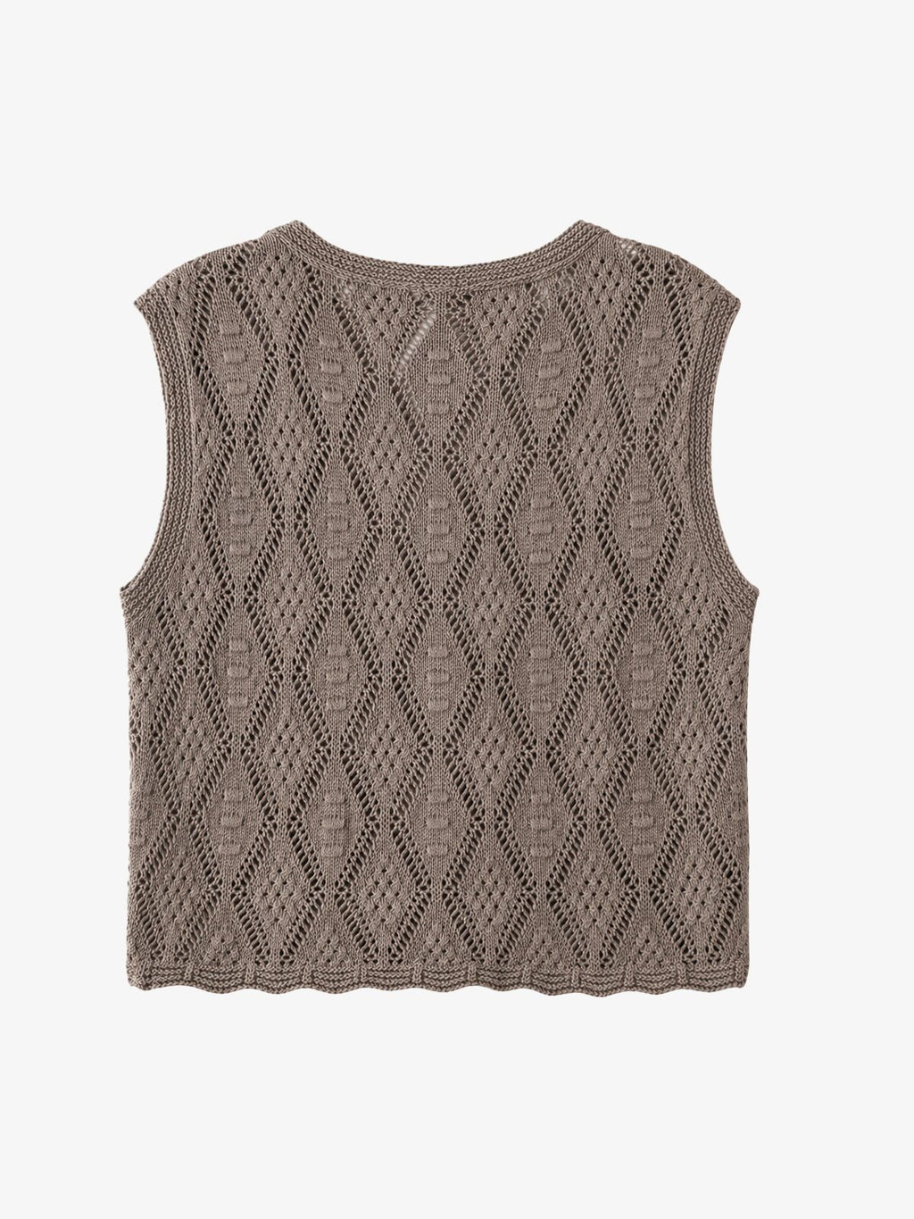 V-Neck Openwork Linen-Blend Paper Yarn Knit Vest