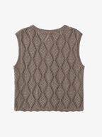 V-Neck Openwork Linen-Blend Paper Yarn Knit Vest