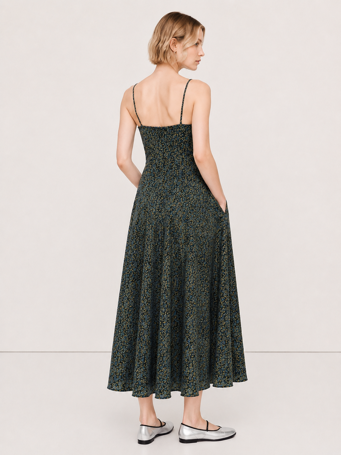 Botanical Print Cami Maxi Dress