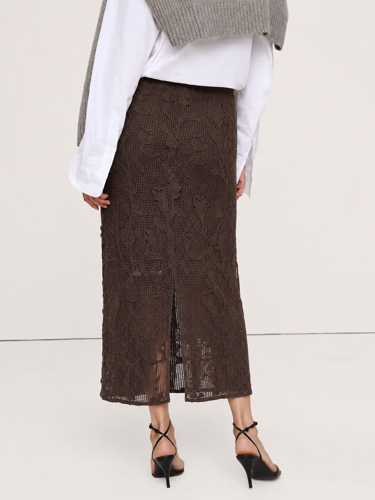 Floral Crochet Pure Cotton Midi Skirt