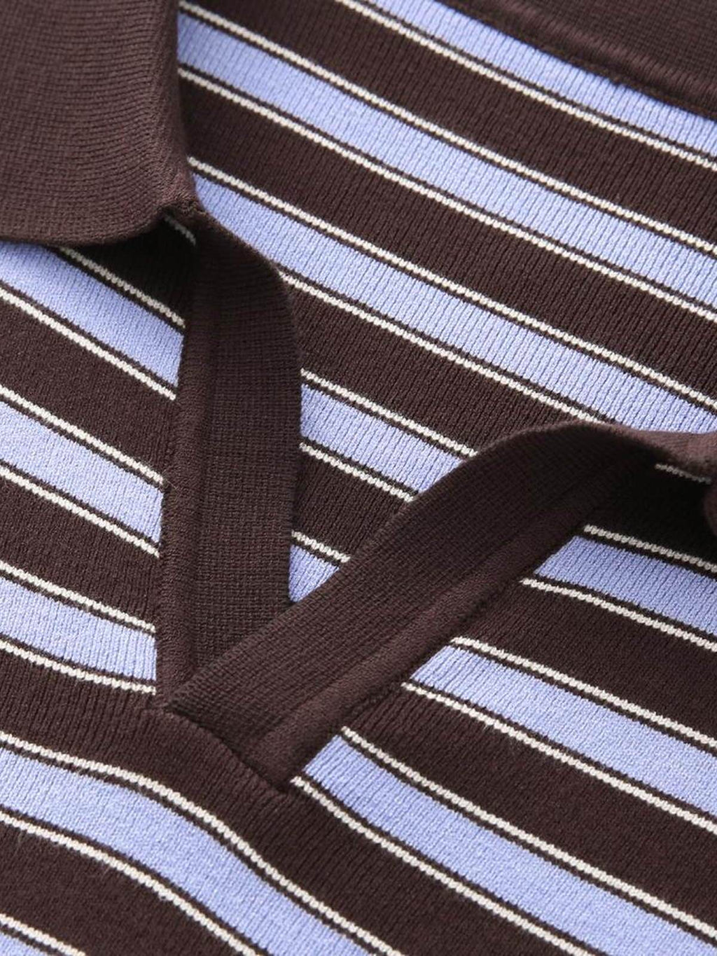 Striped Knit Polo Top