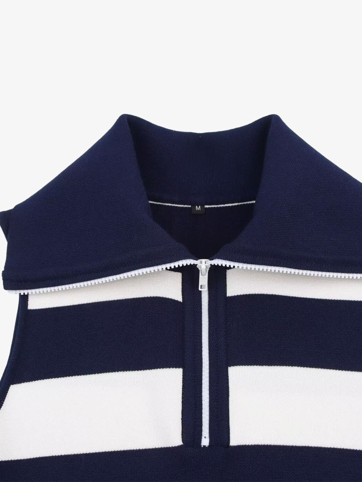 Striped Zip-Up Jacket – Cotton Ribbed Knit Relaxed Fit Casual Sweater Jacket