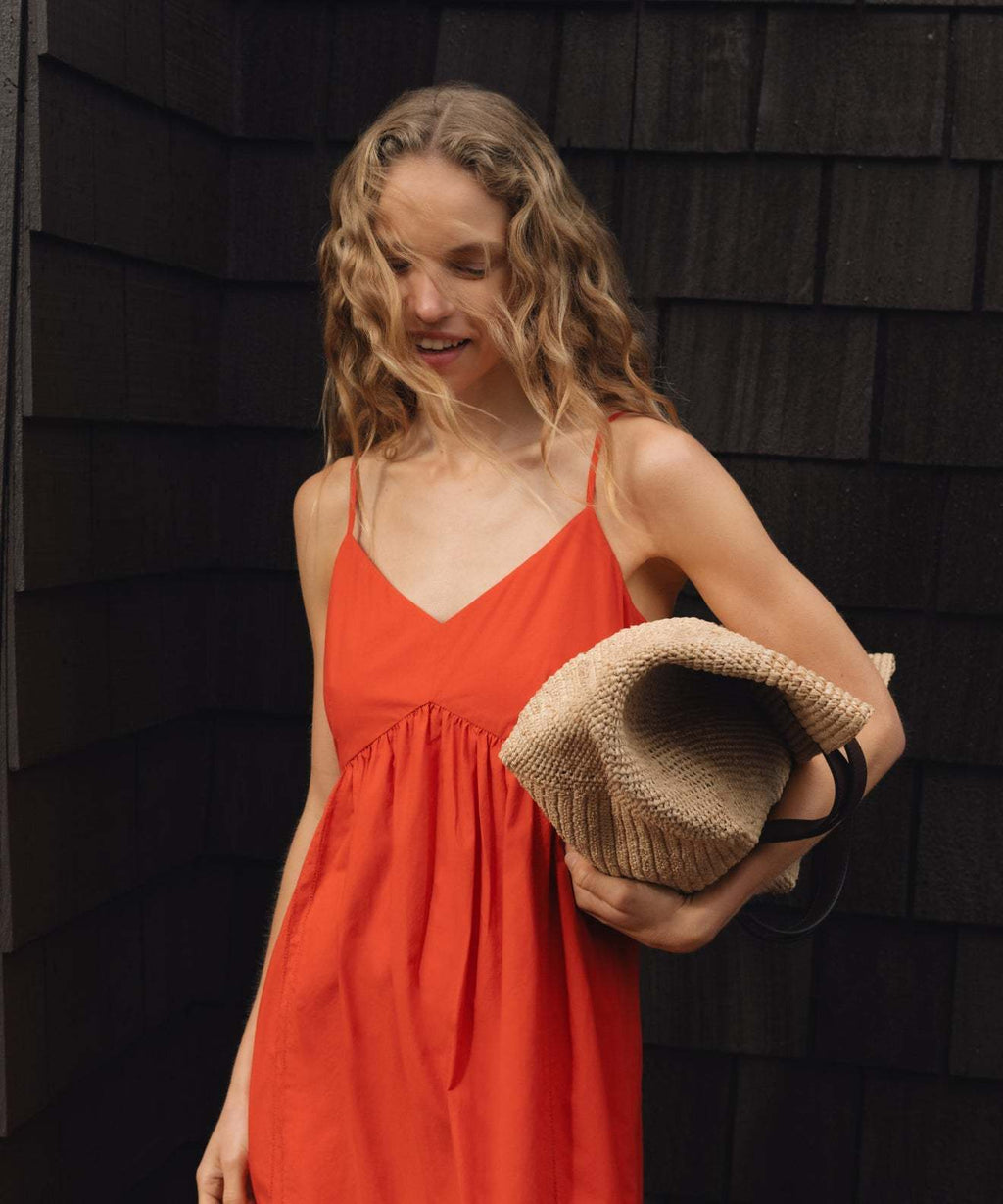 Cotton Linen V-Neck Maxi Dress for Women - Lightweight Summer Dress with Spaghetti Straps and Side Pockets