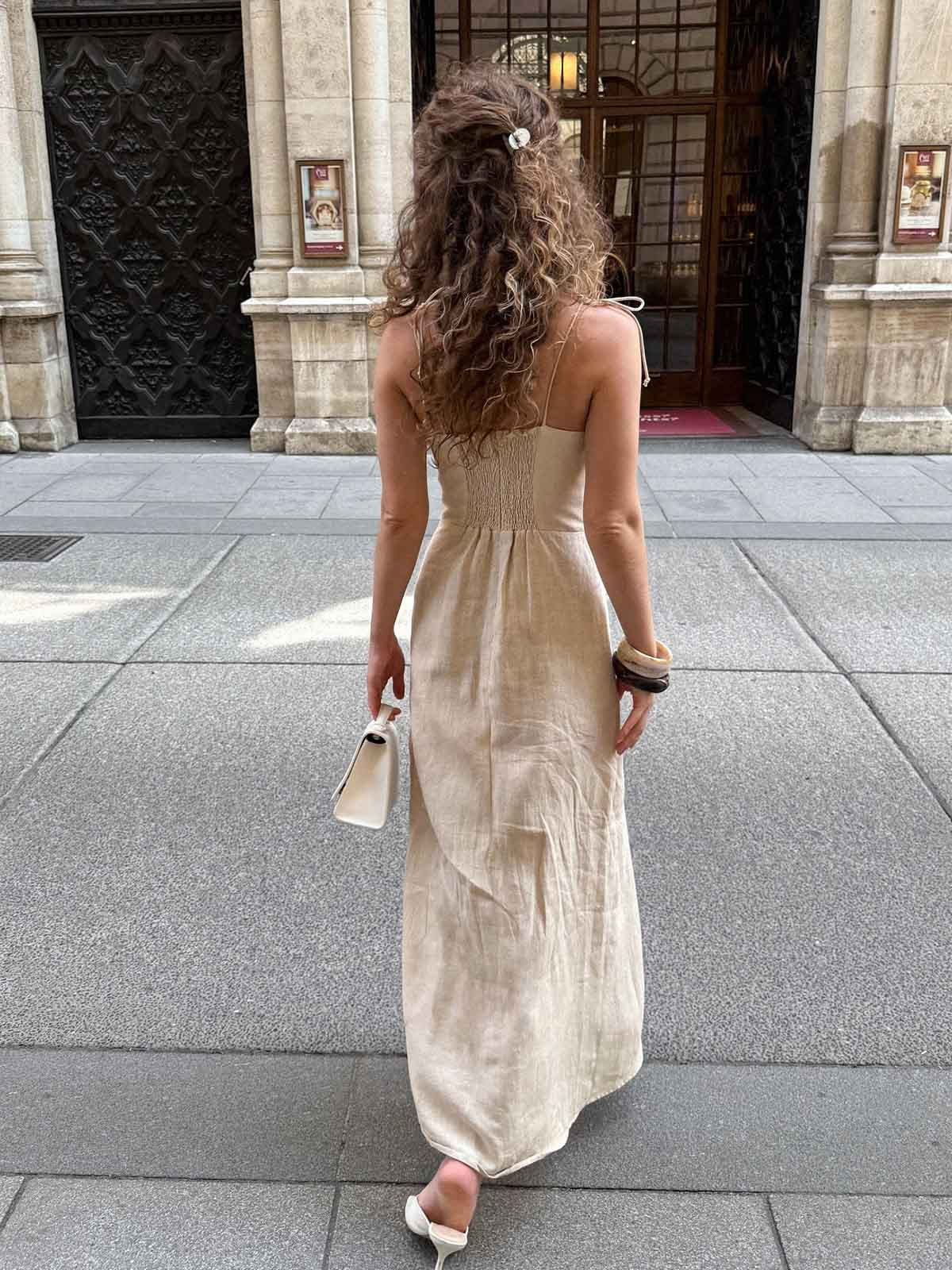 Halter Neck Slit Midi Dress