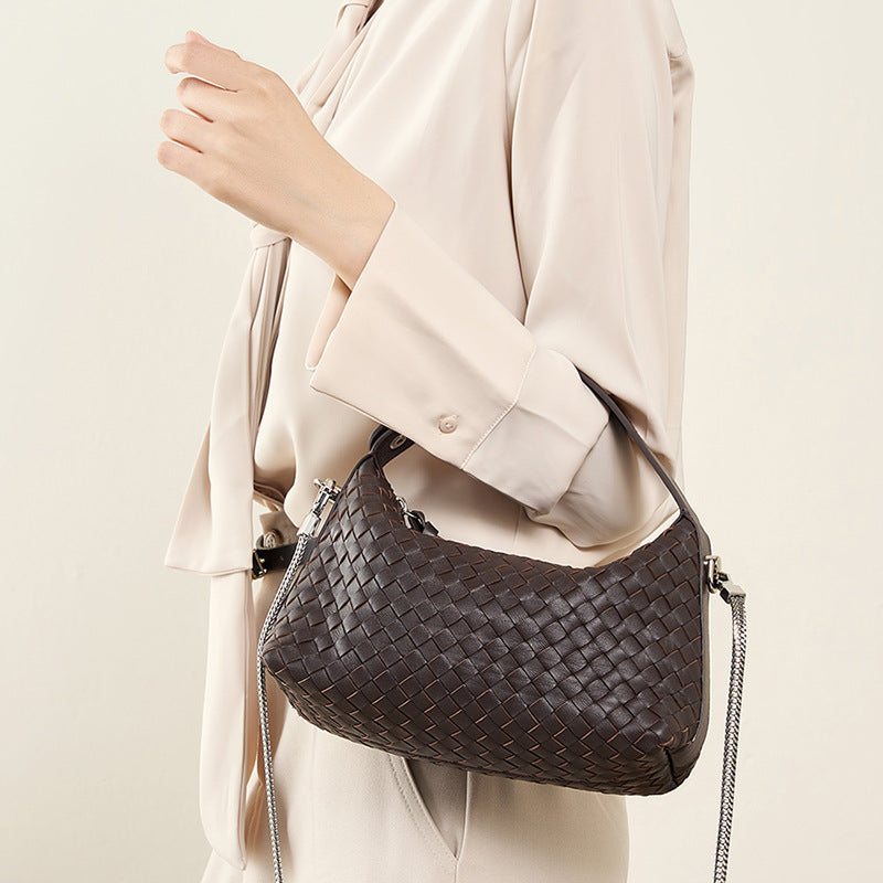 Braided Sheepskin Leather Pillow Bag