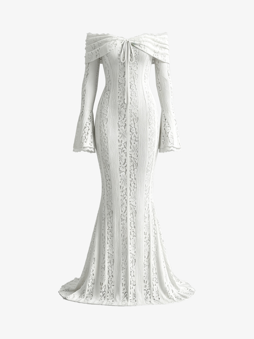 Chic Off-The-Shoulder Bell Sleeve Mermaid Gown
