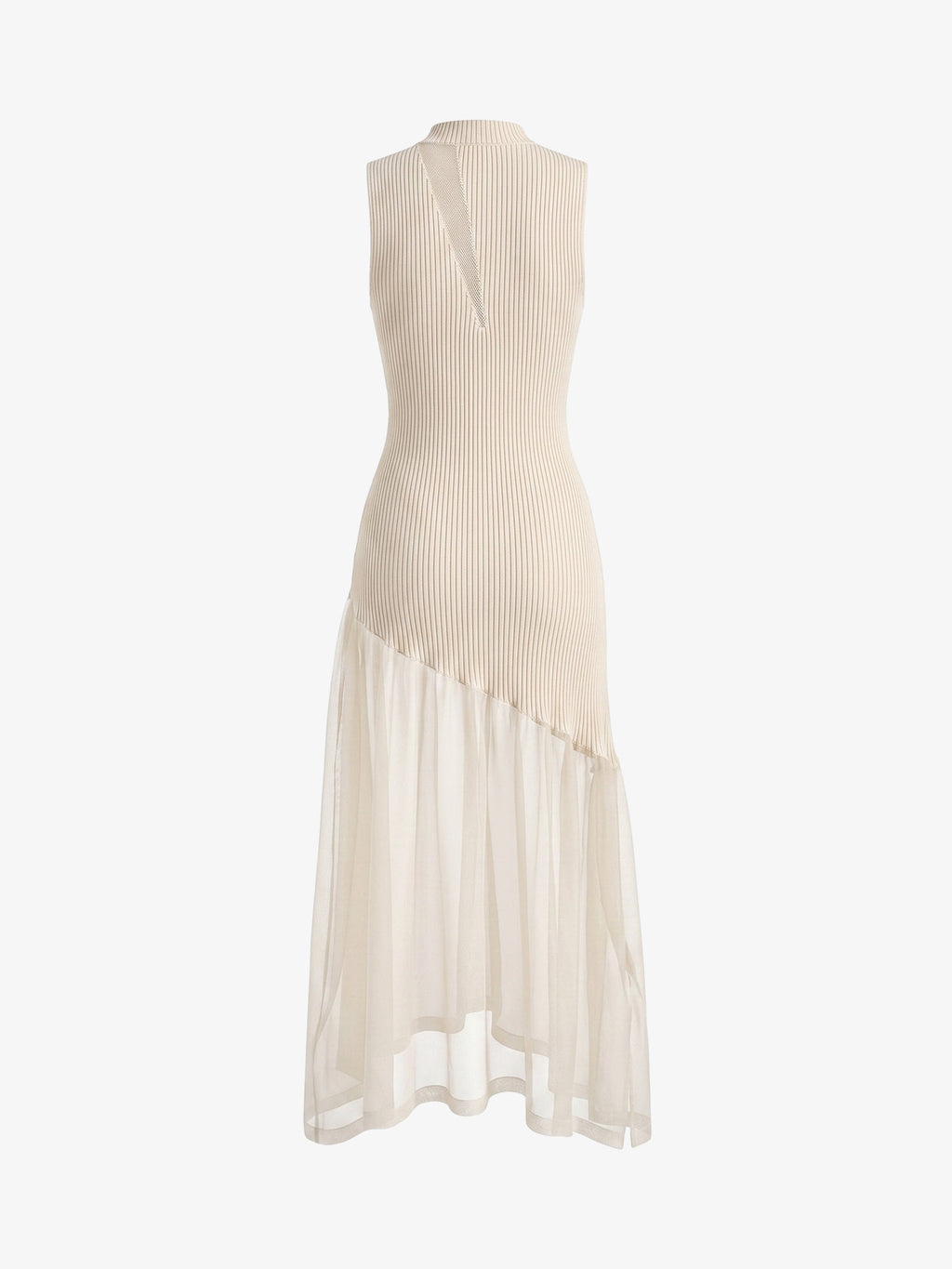 Sheer Panel Knit Maxi Dress