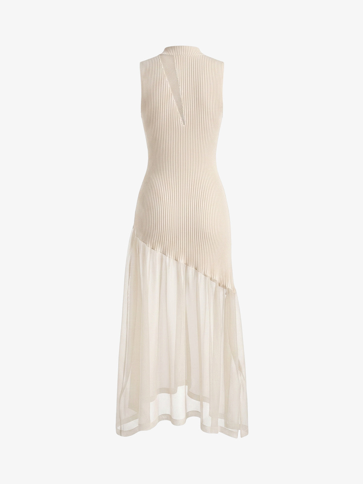 Sheer Panel Knit Maxi Dress