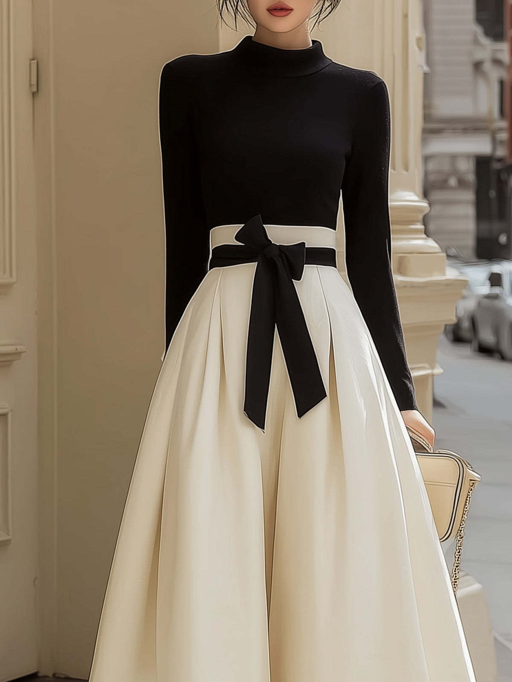 Classic Fitted Top And High-waisted Pleated A-line Skirt Set