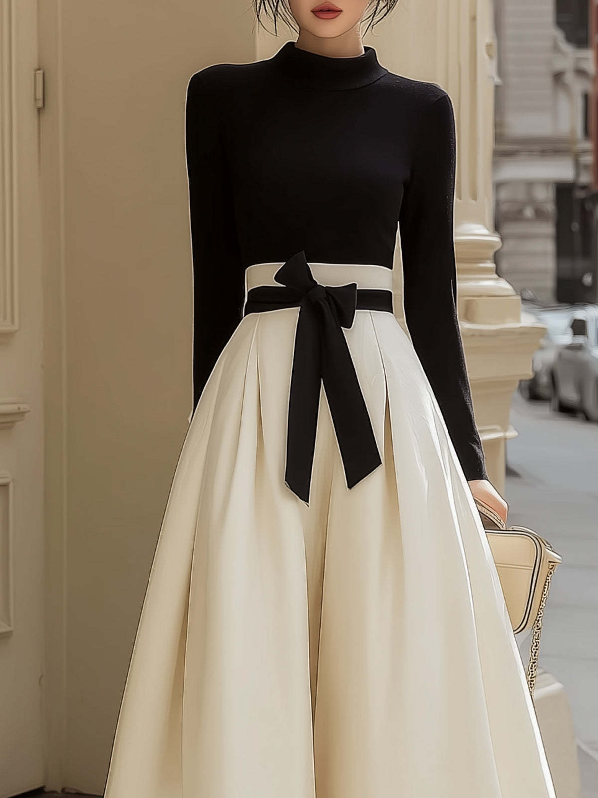 Classic Fitted Top And High-waisted Pleated A-line Skirt Set