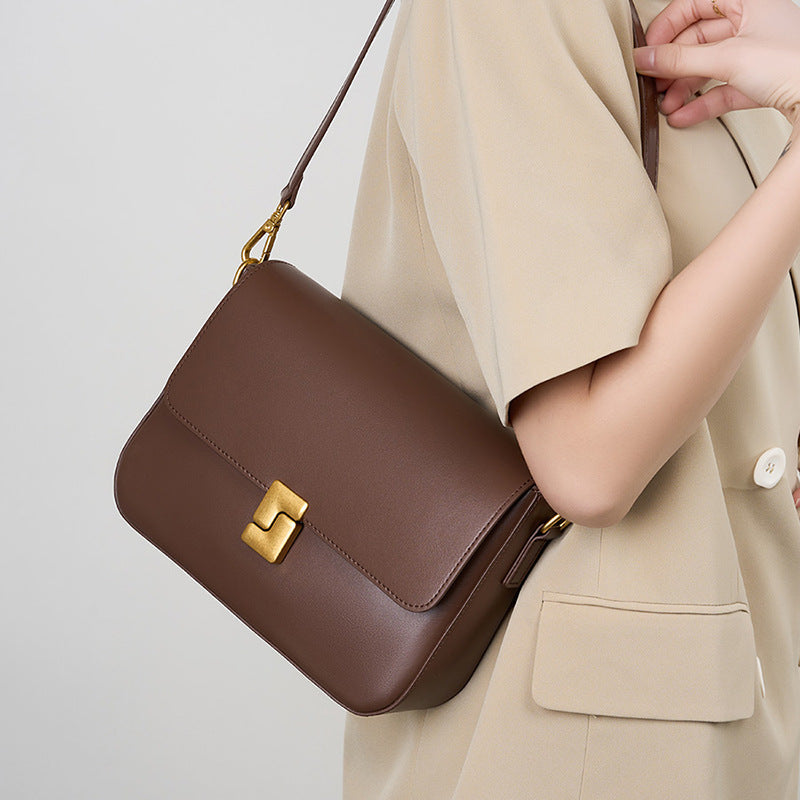 Structured Cowhide Leather Shoulder Bag