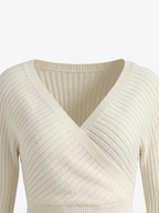 Crisscross V-Neck Batwing Sleeve Knit Bodycon Dress
