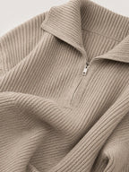 Half Zip Ribbed Knit Set