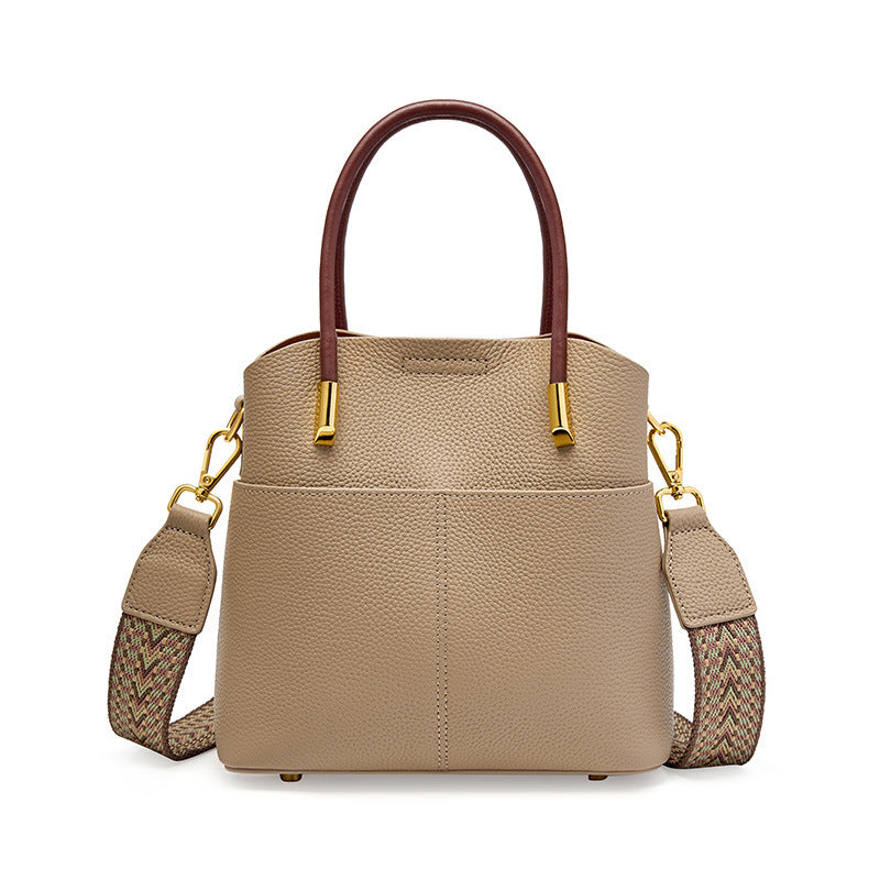 Soft Cowhide Leather Bucket Bag