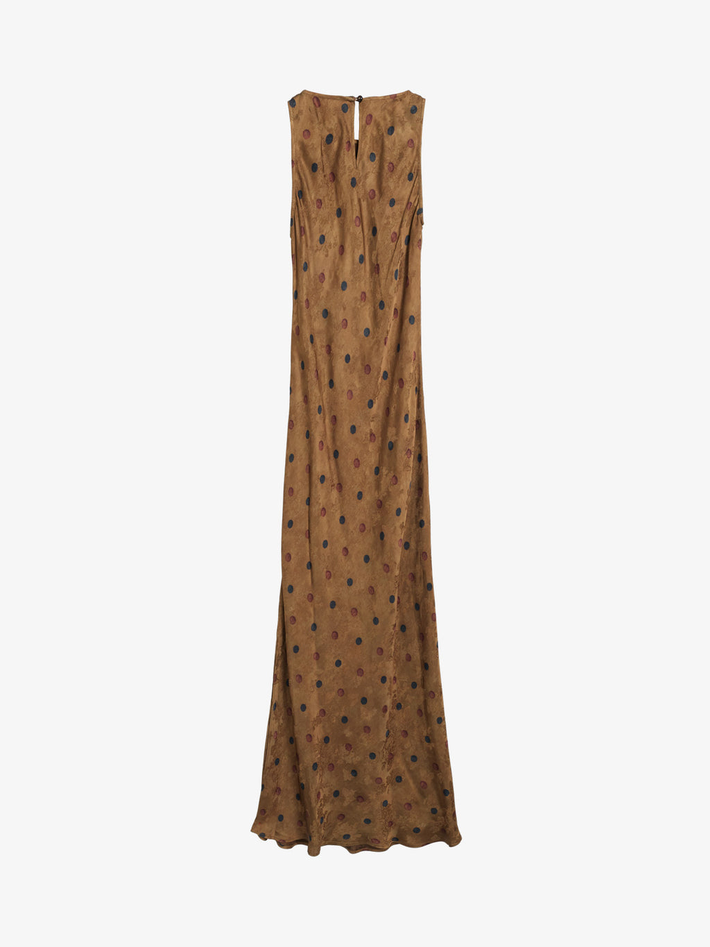 Xiangyun Silk Polka-Dot Sleeveless Column Maxi Dress