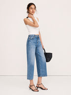 Cropped Straight-Leg Cotton Jeans