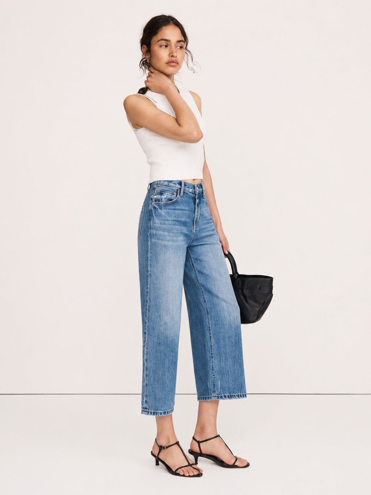Cropped Straight-Leg Cotton Jeans