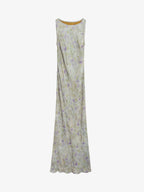 Xiangyun Silk Pastel Floral Draped Maxi Dress