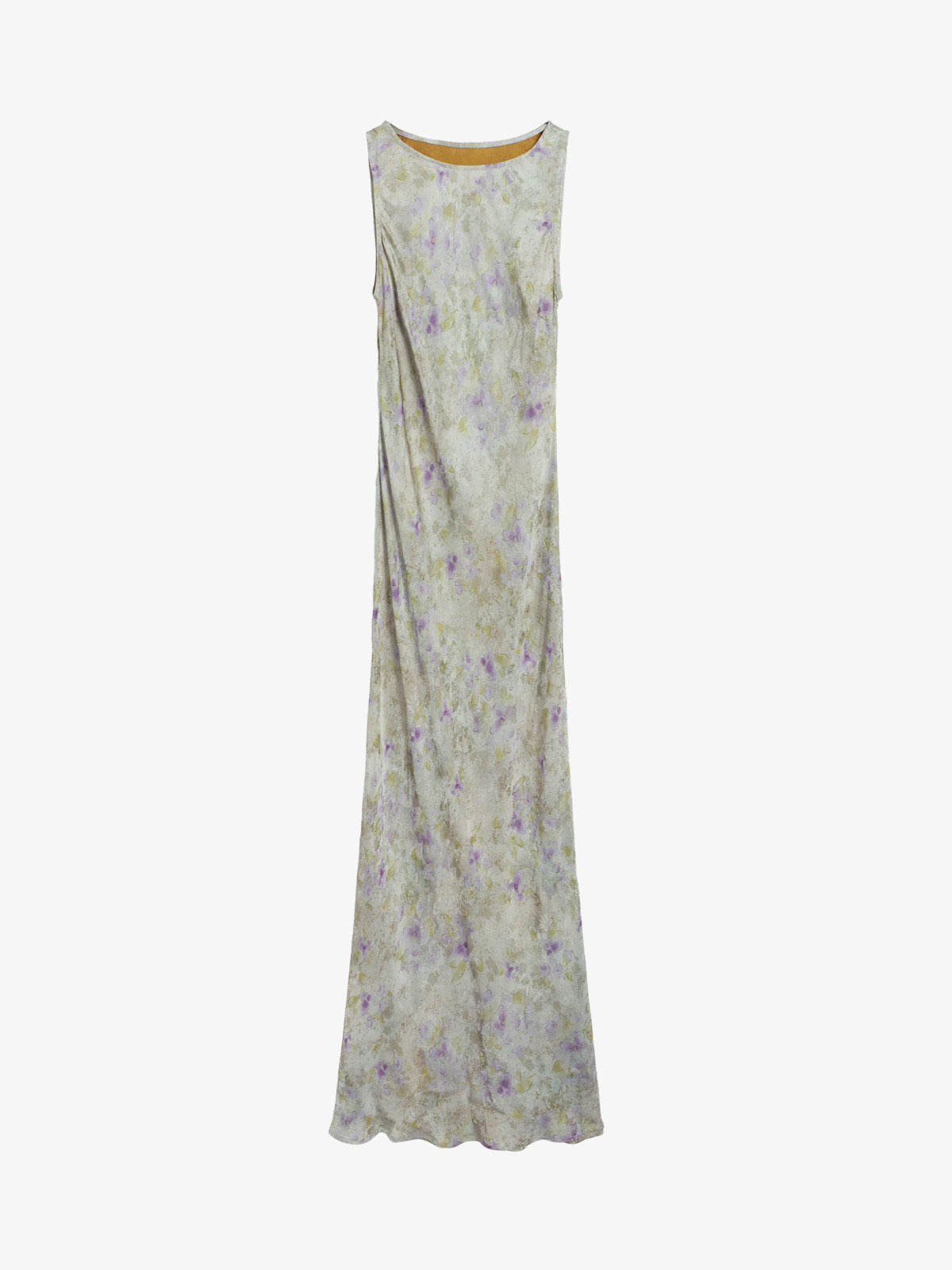Xiangyun Silk Pastel Floral Draped Maxi Dress