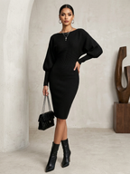 Crewneck Long Sleeve Fitted Knit Bodycon Dress