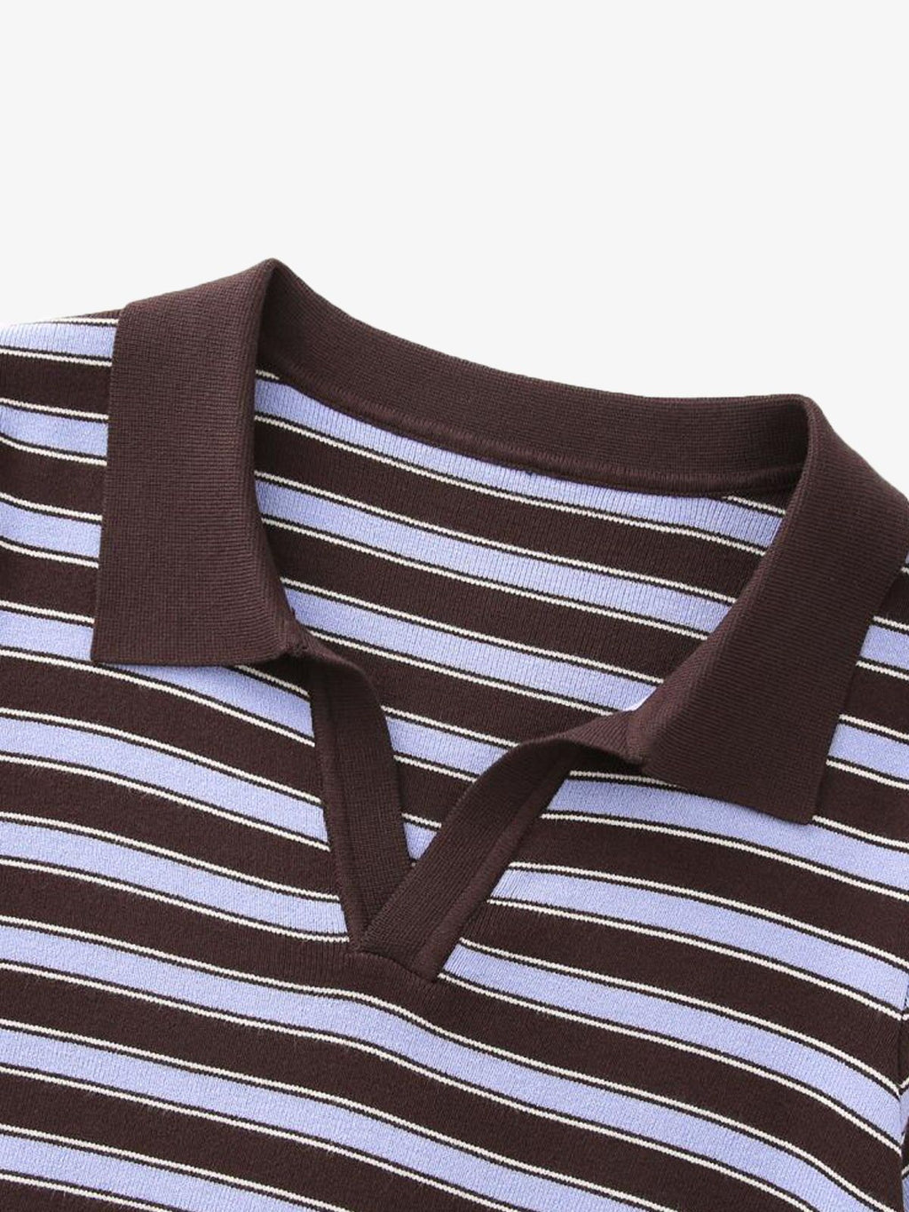 Striped Knit Polo Top
