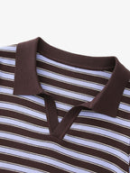 Striped Knit Polo Top