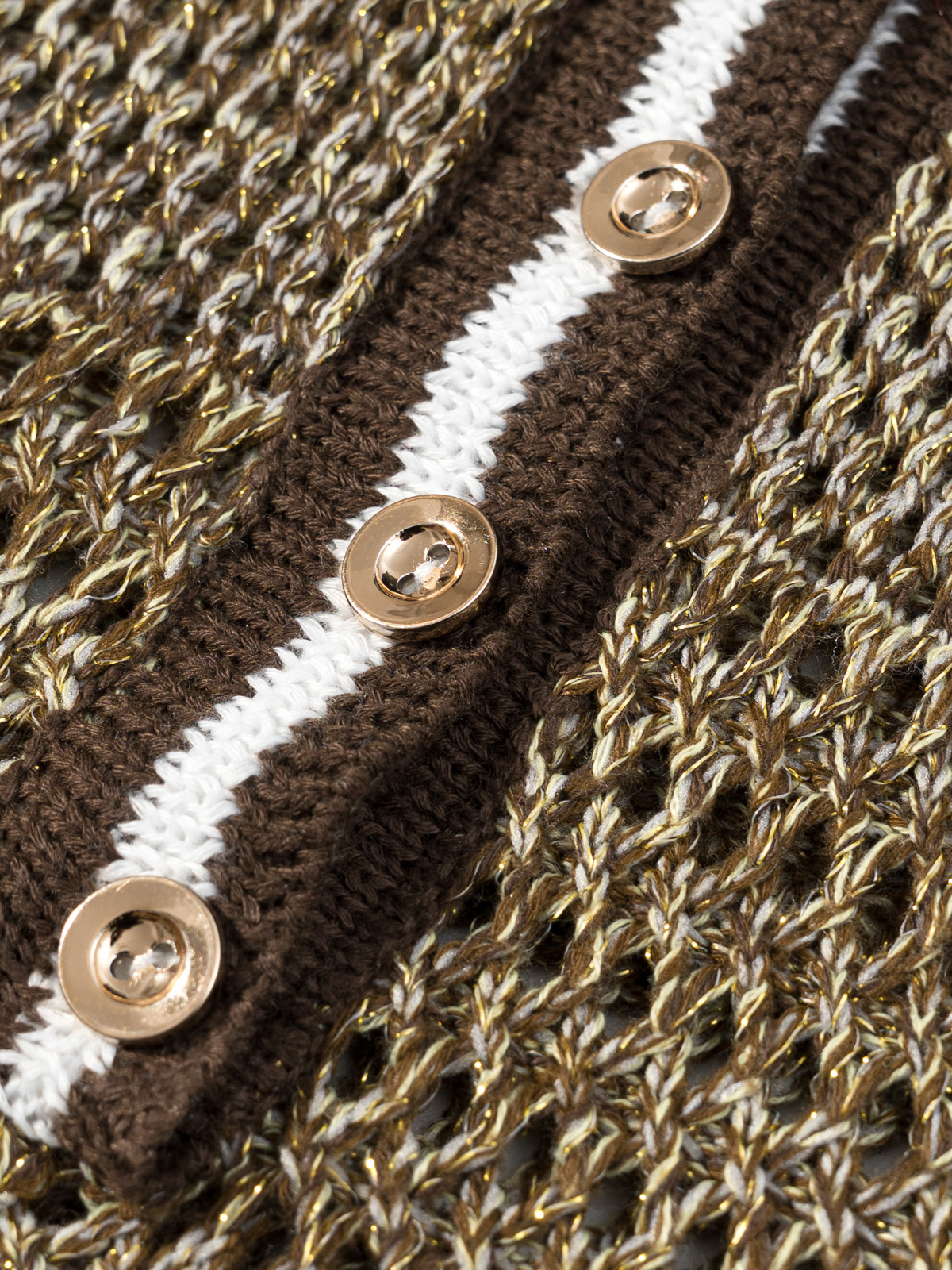 Contrast-Collar Pointelle Knit Polo