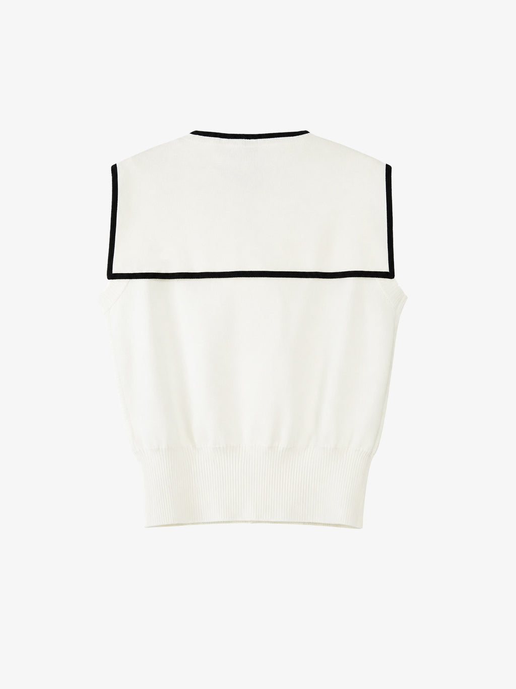 Contrast-Trim Sailor Collar Knit Cardigan