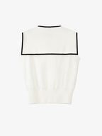 Contrast-Trim Sailor Collar Knit Cardigan
