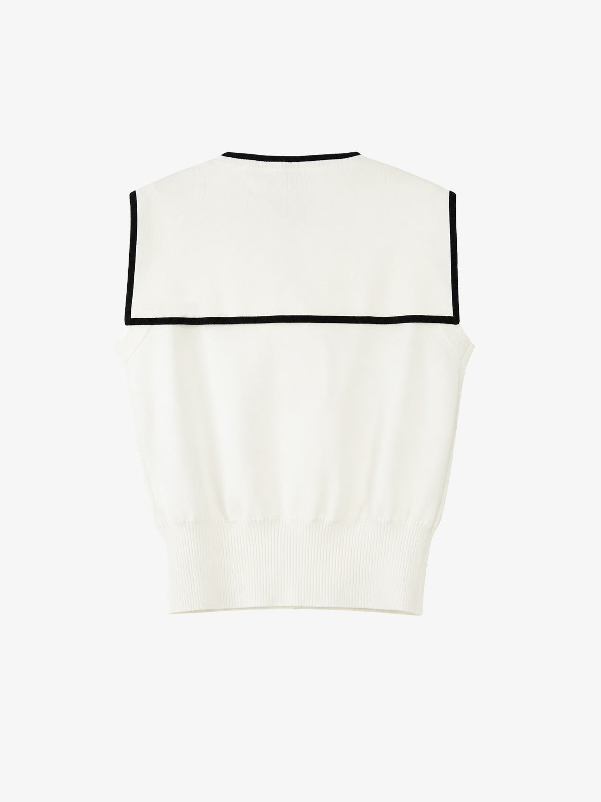 Contrast-Trim Sailor Collar Knit Cardigan