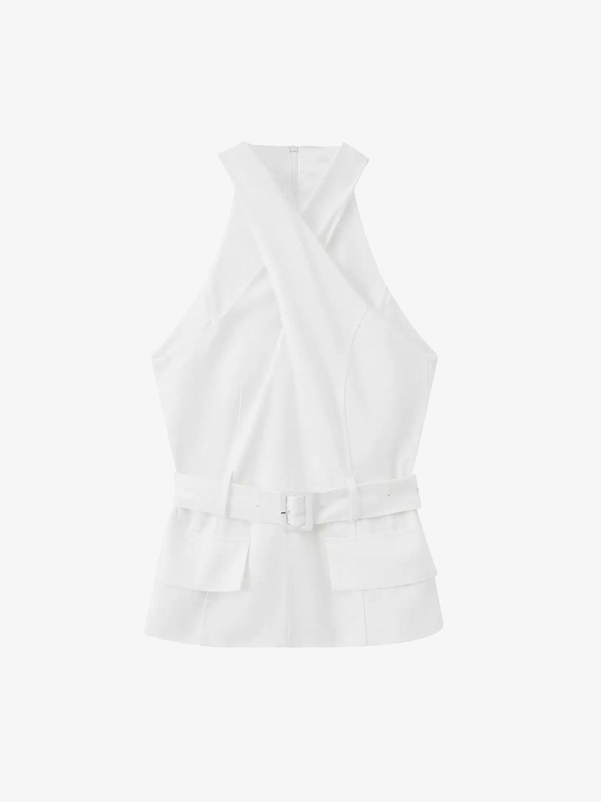 Cross-Front Halter Belted Top