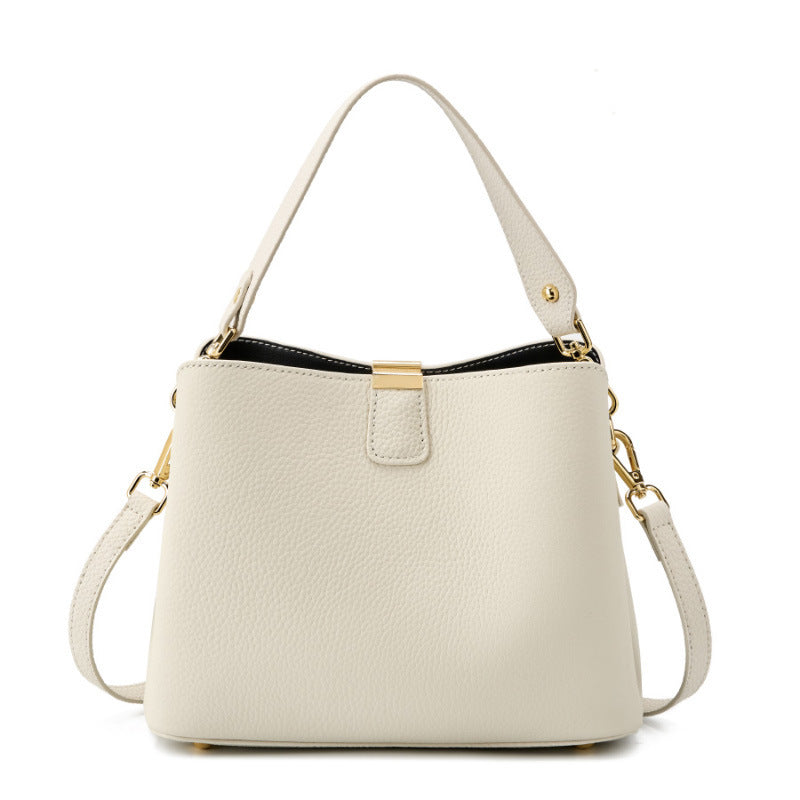 Cowhide Leather Bucket Bag