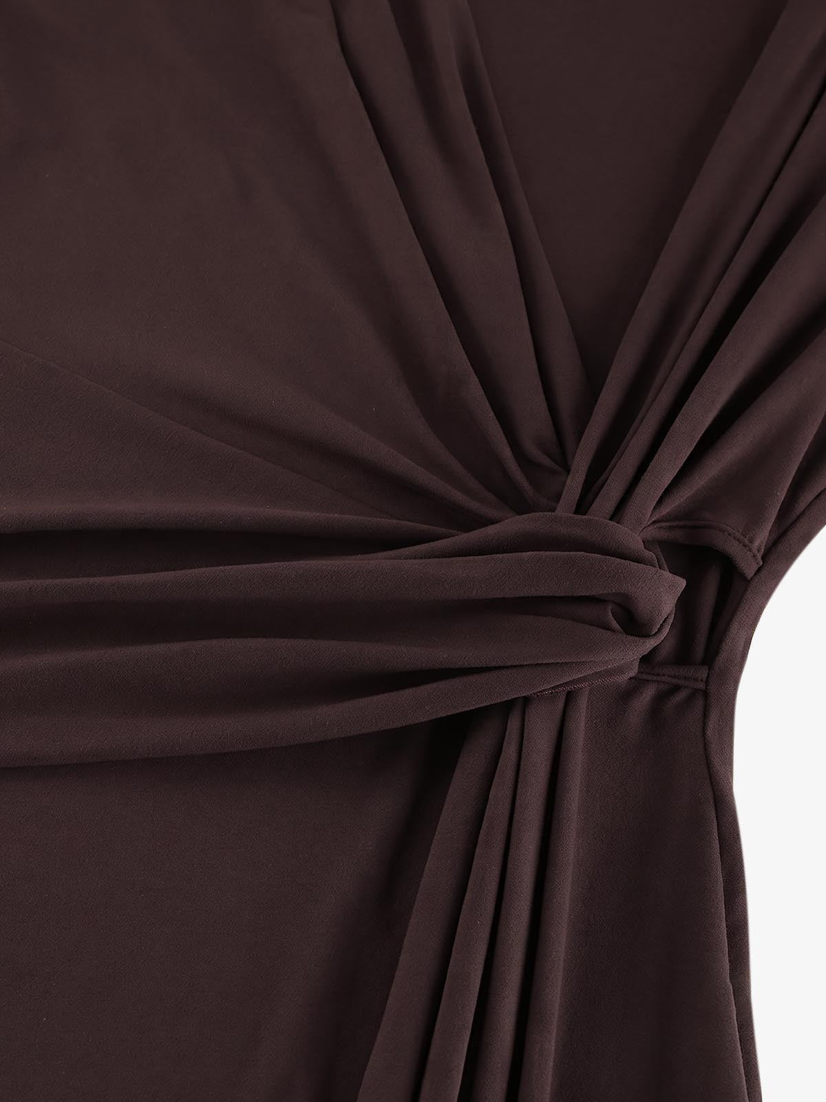 Ruched Draped Long-Sleeve Maxi Dress