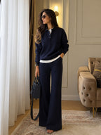 Collared cotton Trouser Set