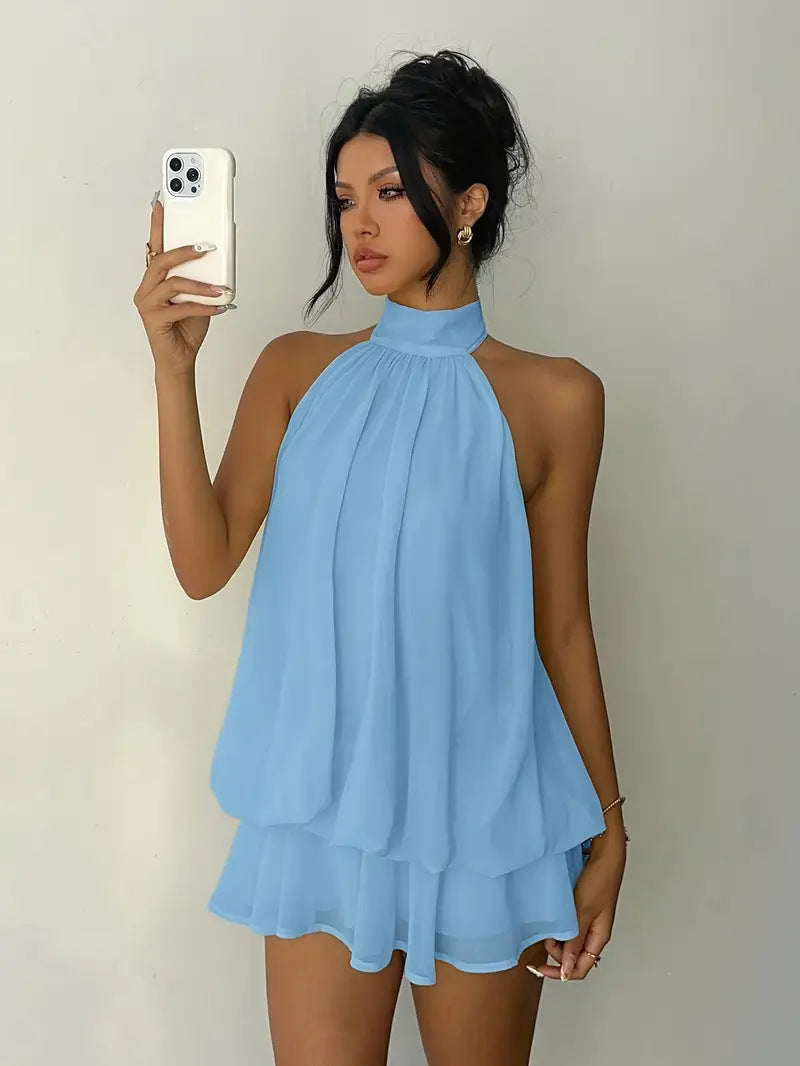 Halter Chiffon Mini Dress