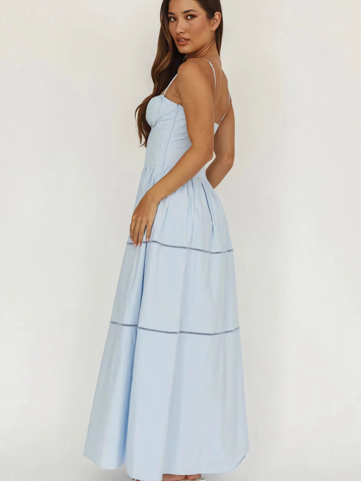 Ruffle Bust Tiered Maxi Dress