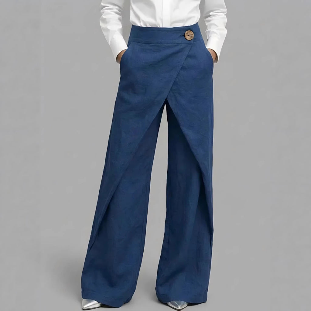 Linen Wrap Wide Leg Pants