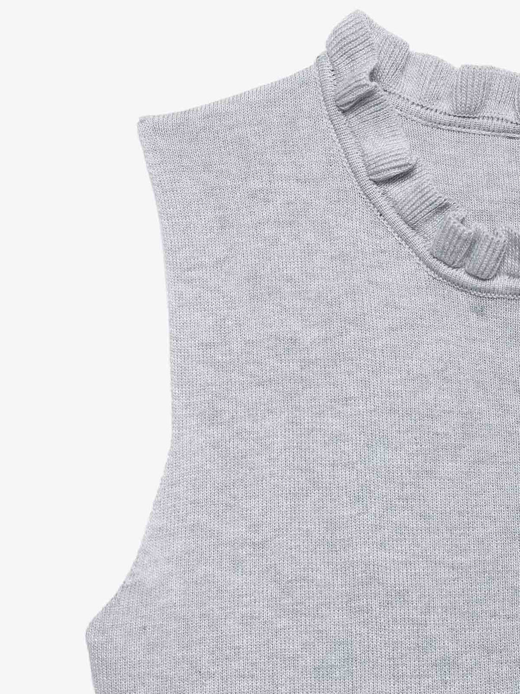Grey Ruffle Hem High Neck Knit Top