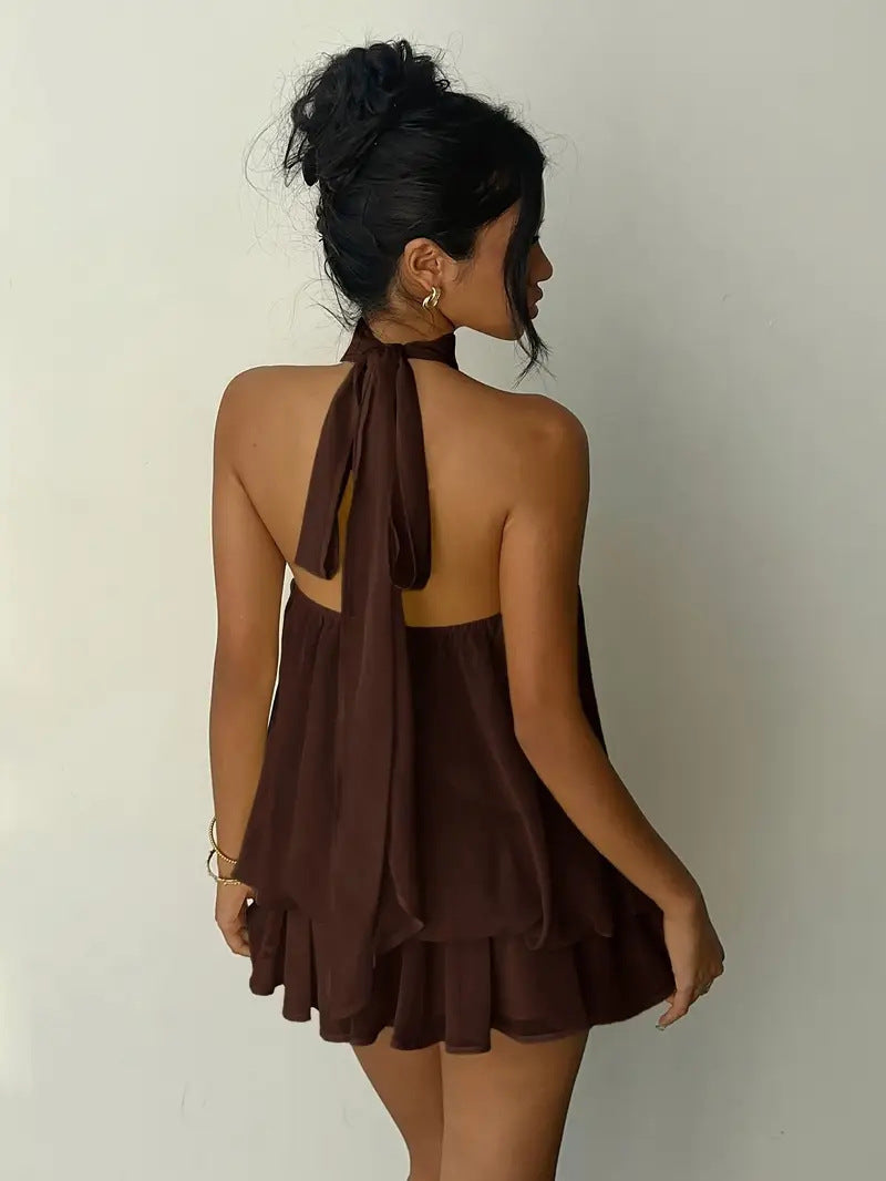 Halter Chiffon Mini Dress