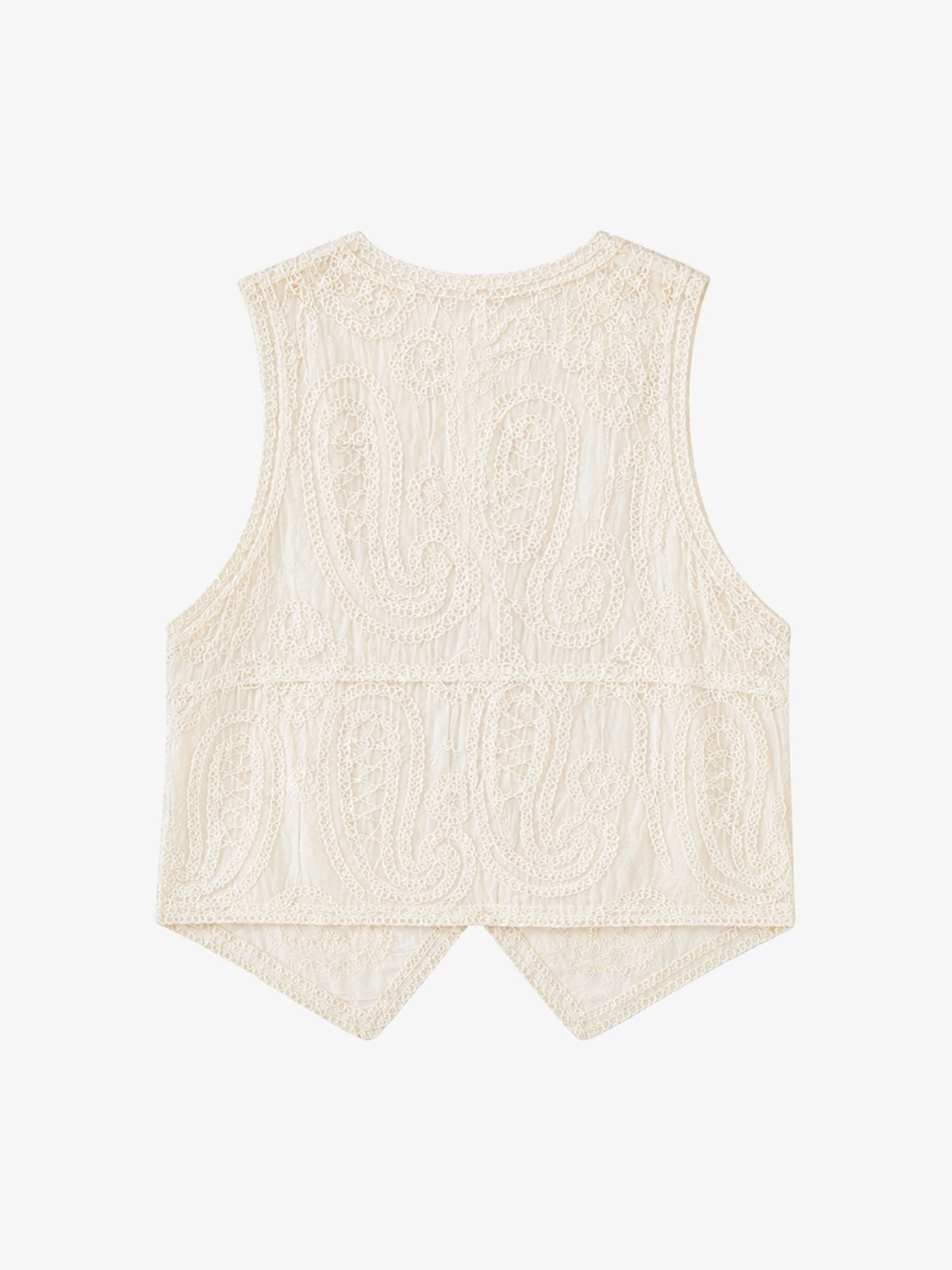 Embroidered V-Neck Button-Front Vest