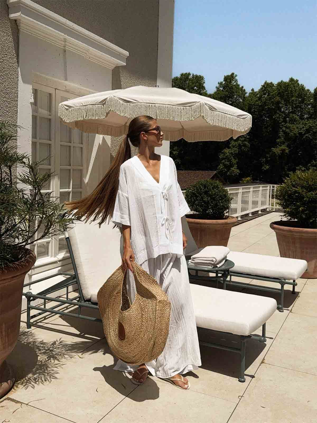White Linen Cover Up Set